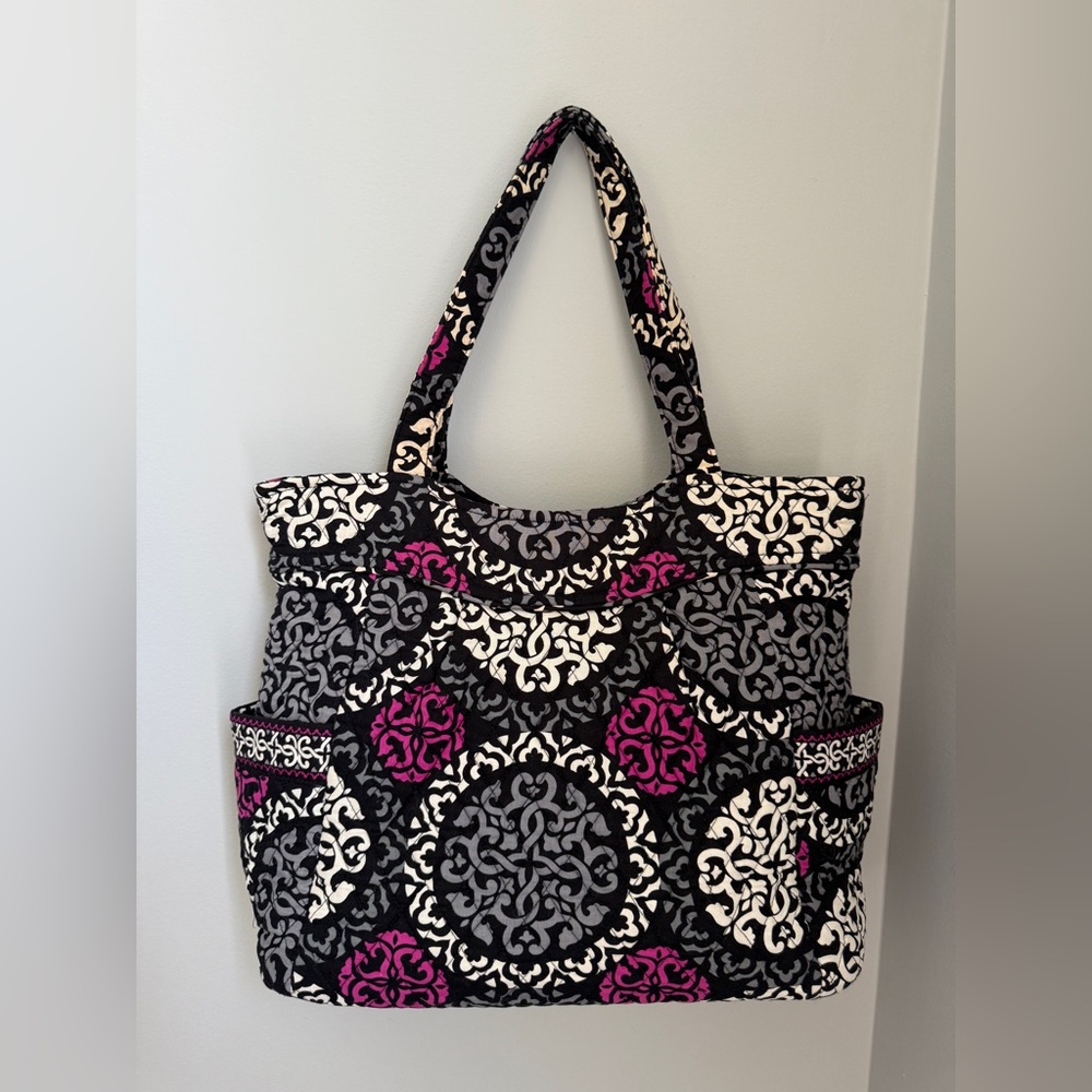 Vera Bradley Pleated Tote Bag Canterberry Magenta